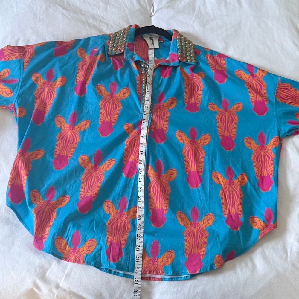 Sheridan French Oversized Vibrant Zebra Print Blouse - Picture 11 of 12